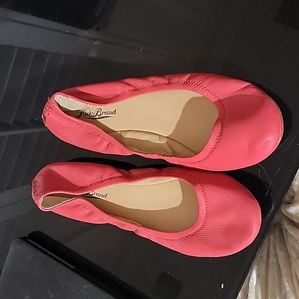 Coral Leather Flats